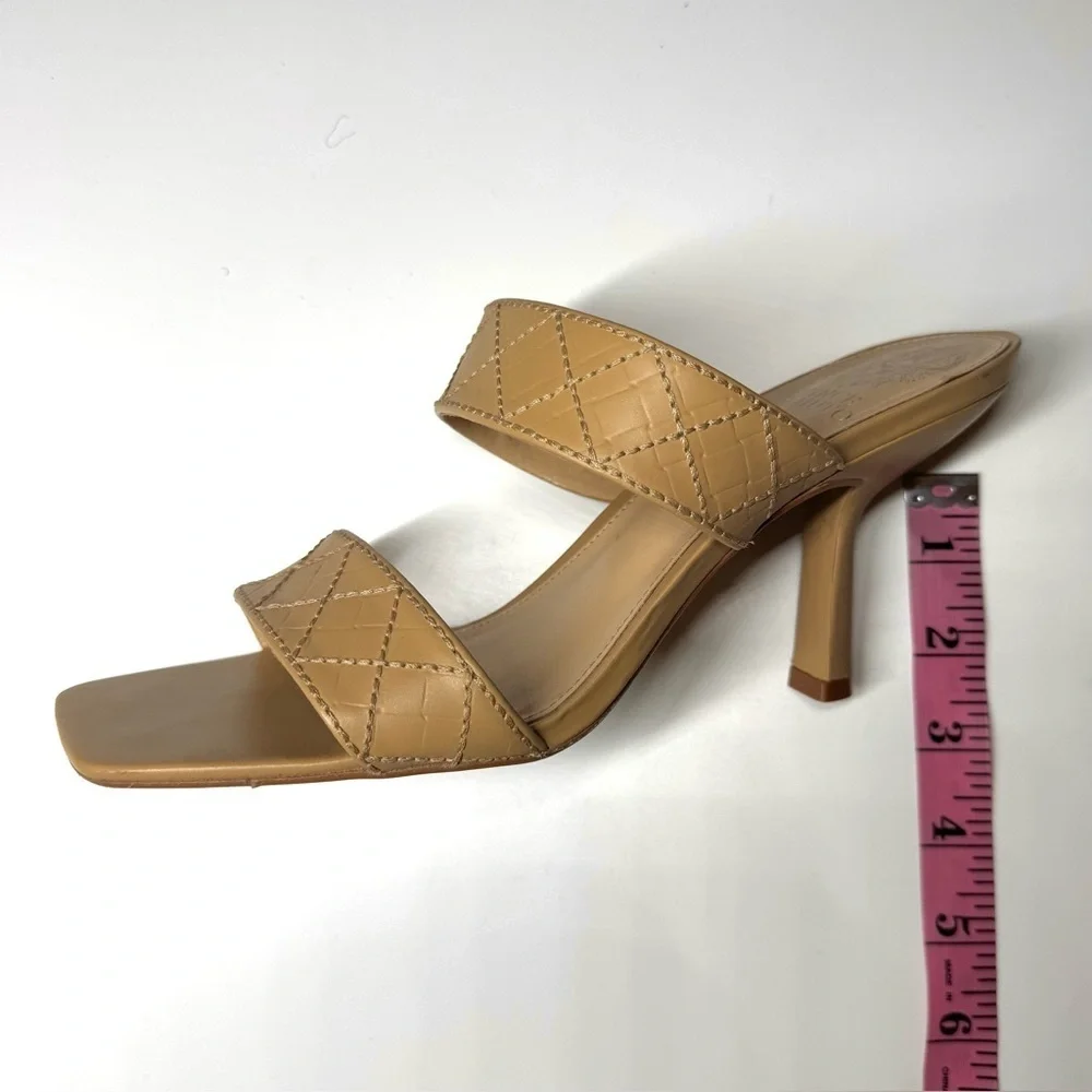 Vince Camuto Women’s Cherzel Slip On Squared Open Toe Heeled Sandal Size- 10